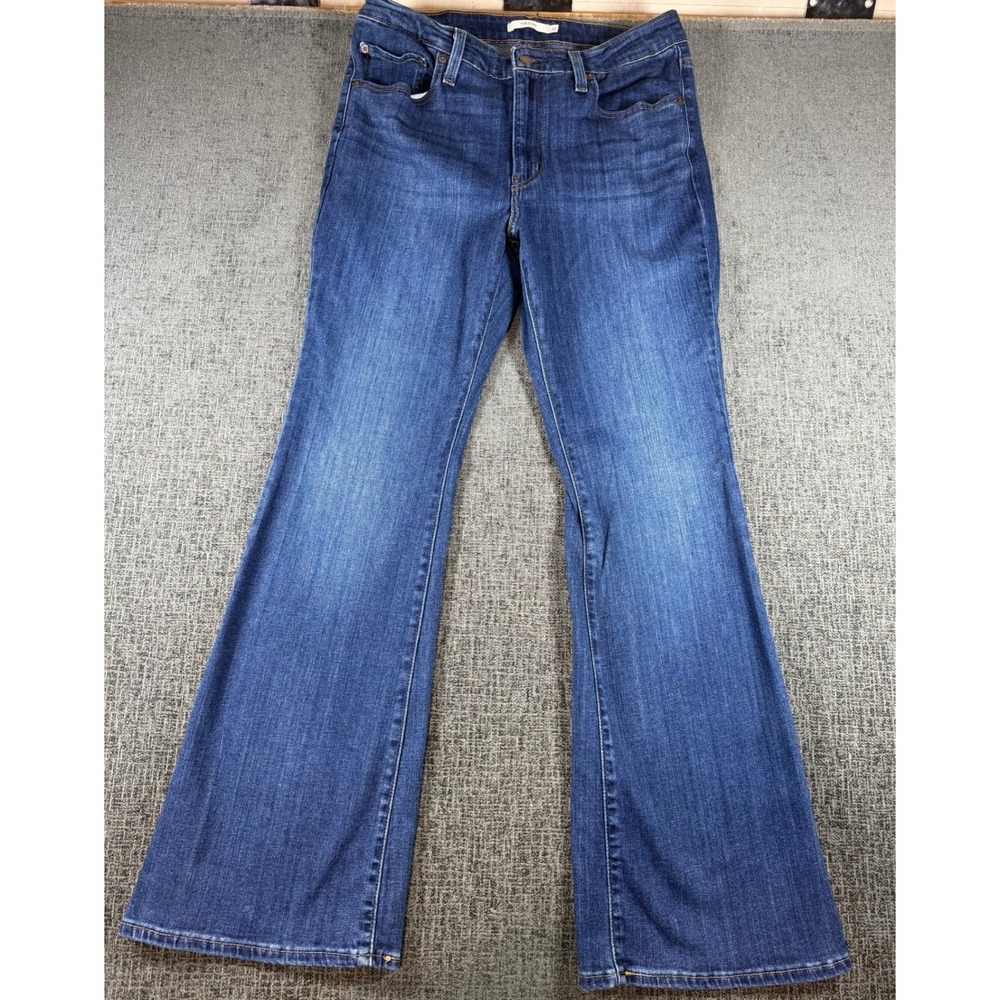 Levis 726 High Rise Flare Jeans Womens 32 Blue Denim Stretch WaterLess 188830158